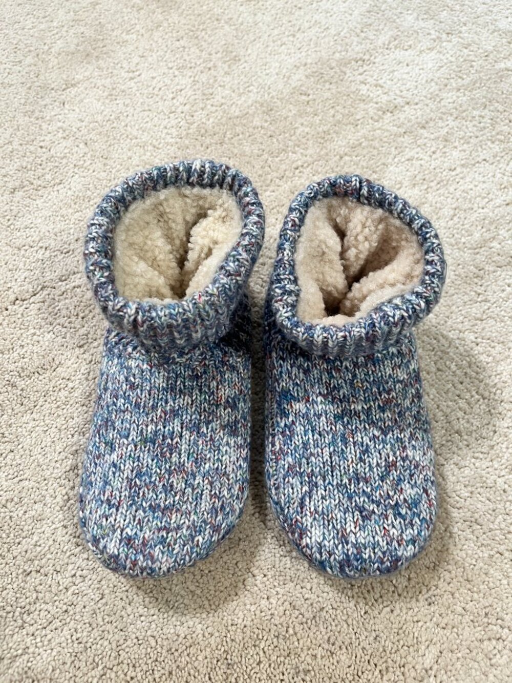 Bombas Sherpa Lined Gripper Bootie Blue Slippers Women Sz Small S (US W 7-8.5)